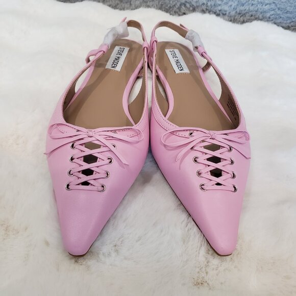 Steve Madden Reyanne Corset Lace Up Point Toe Flat Women Size 8, 9 Pink leather - Picture 6 of 7